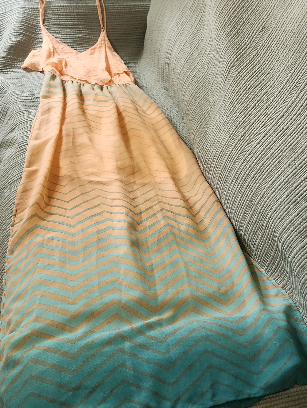 Maurices Peach and Teal Ombre Maxi Dress